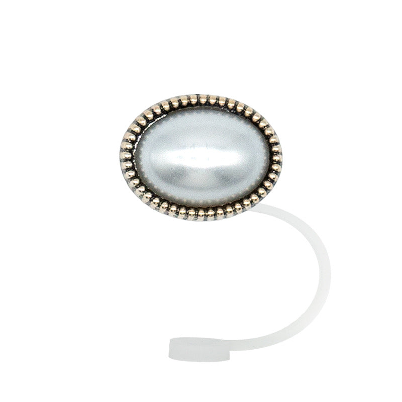 Wholesale 10pcs/packAcrylic Straw Cap Dust Plug Imitation Metal Shell